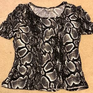Black and Gray Large Snakeskin Print Knit Top